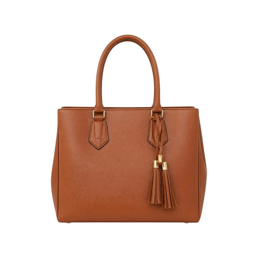 Dodex Elegant Brown Leather Hand Bag with Tassel Detail (M)