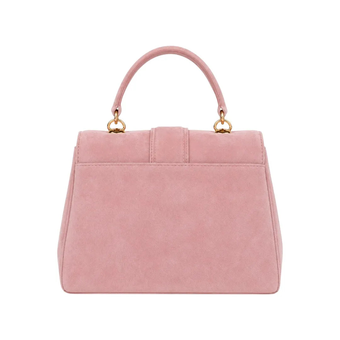 Dodex Elegant Pink Suede Handbag with Gold Lock – Medium Size Style