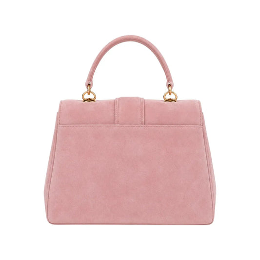 Dodex Elegant Pink Suede Handbag with Gold Lock – Medium Size Style