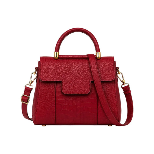 Dodex Stylish Red Textured Shoulder Bag with Strap & Handle (M)