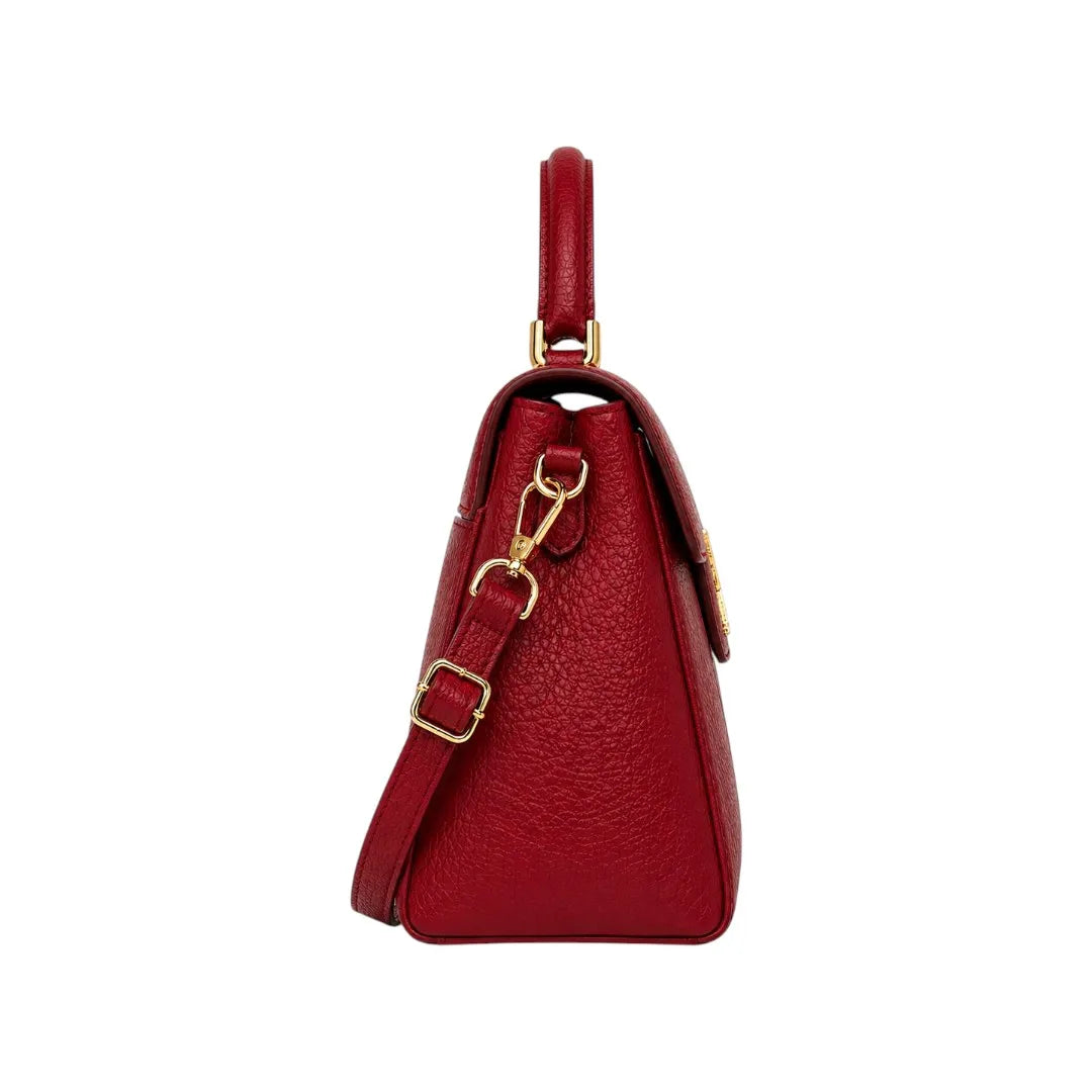 Dodex Stylish Red Textured Shoulder Bag with Strap & Handle (M)
